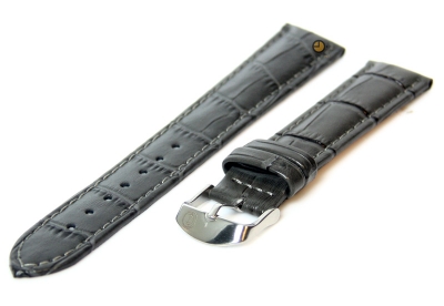 Horlogeband 18mm grijs leer kroko