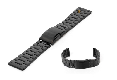 Horlogeband 24mm zwart staal mat/glans