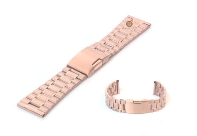 Horlogeband 22mm rosegoud staal mat/glans