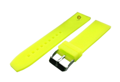 Horlogeband 22mm neon geel siliconen glad