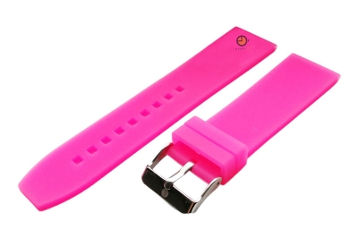 Horlogeband 22mm neon roze siliconen glad