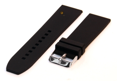 Horlogeband 24mm zwart siliconen glad