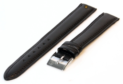 Horlogeband 18mm zwart leer XXL