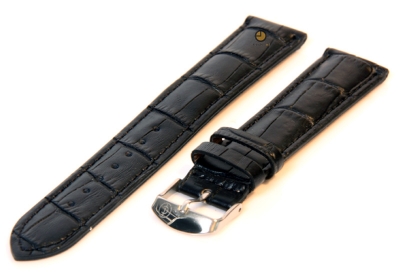XL horlogeband 18mm leer zwart croco