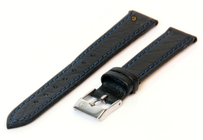 Horlogeband 14mm donkerblauw buffelleer