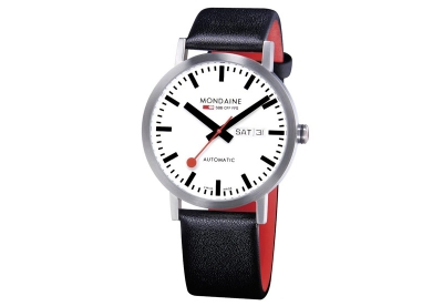 Mondaine 20mm horlogeband zwart rood glans