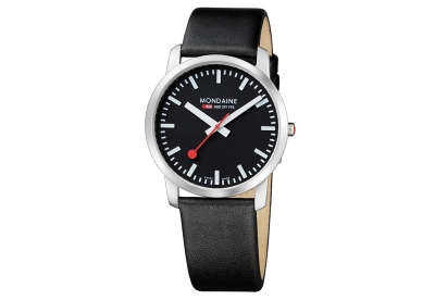 Mondaine 22mm horlogeband zwart glans