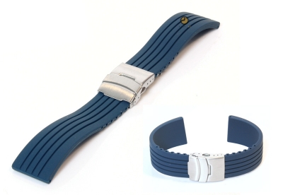 24mm siliconen horlogeband blauw