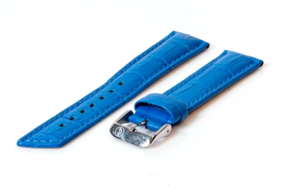 Horlogeband 16mm blauw leer croco