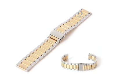 Horlogeband 18mm mat staal zilver/goud