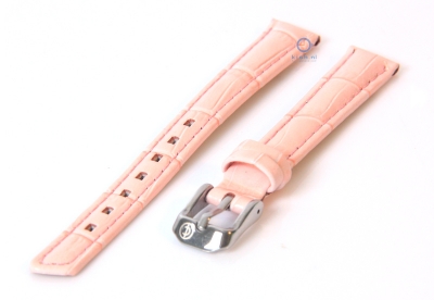 Horlogeband 12mm roze leer croco