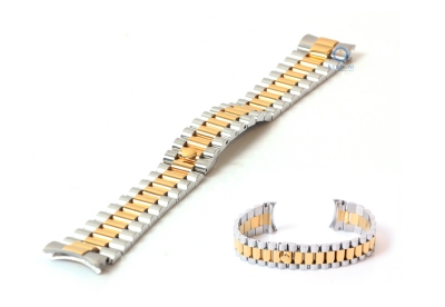 Rolex style horlogeband 20mm staal zilver/goud