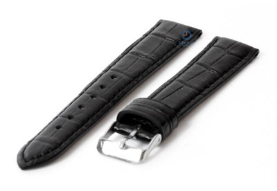 Horlogeband 18mm zwart leer kroko 