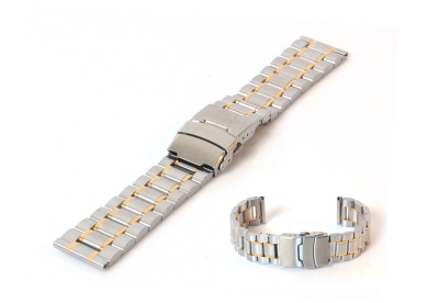 Horlogeband 22mm staal mat zilver/goud