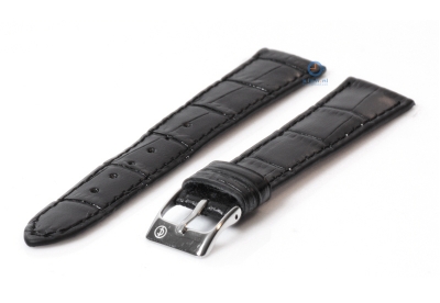 Horlogeband 18mm zwart kalfsleer met croco
