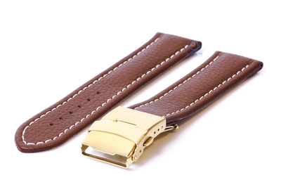 Bruine kalfsleren horlogeband met gouden vouwsluiting - 20mm