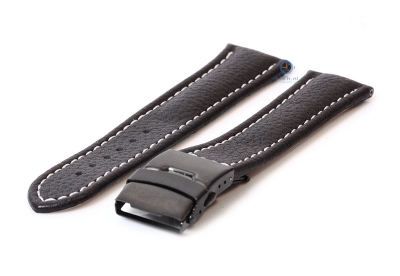 Gisoni Horlogeband 24mm zwart kalfsleer