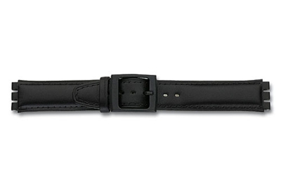 Swatch horlogeband 17mm zwart leer