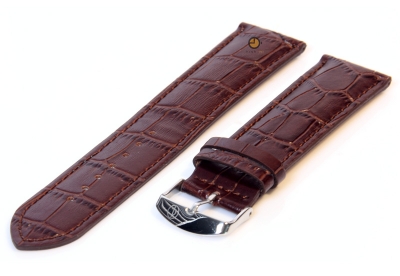 XL horlogeband 18mm leer donkerbruin croco