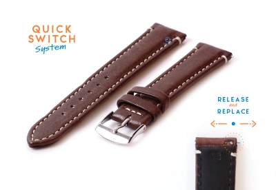 Horlogeband 18mm bruin kalfsleer