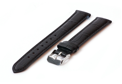Horlogeband 16mm croco leer zwart