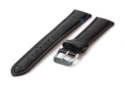Horlogeband 22mm croco leer zwart