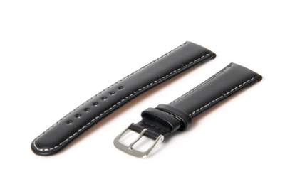 Horlogeband 16mm zwart leer