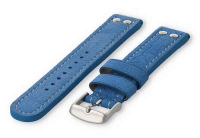 Flieger horlogeband 18mm lichtblauw leer