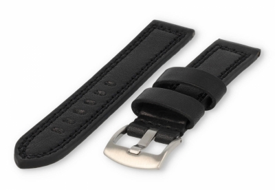 Robuust leren horlogeband 20mm zwart leer