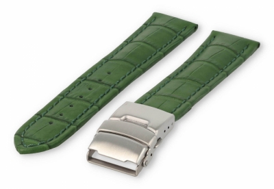 Horlogeband met vouwsluiting 24mm groen leer