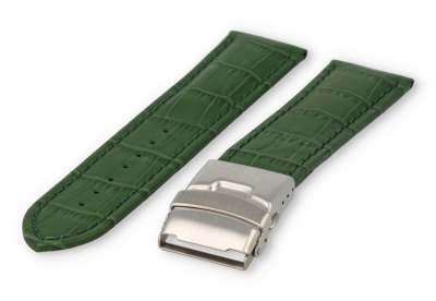 Horlogeband met vouwsluiting 26mm groen leer