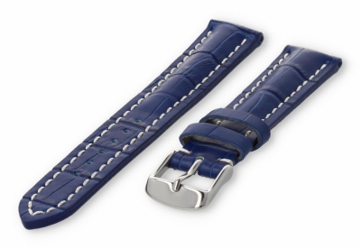 Horlogeband met krokoprint 18mm koningsblauw leer