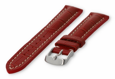 Horlogeband met krokoprint 18mm rood leer