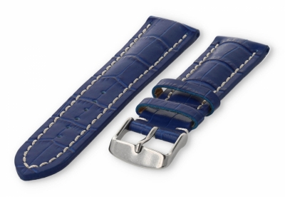 Horlogeband met krokoprint 20mm koningsblauw leer