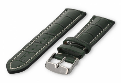 Horlogeband met krokoprint 22mm groen leer