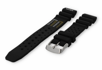 Horlogeband met duiktabel 18mm zwart kunststof