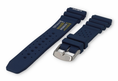 Horlogeband met duiktabel 22mm blauw kunststof
