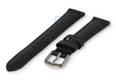 12mm horlogeband glad leer - zwart