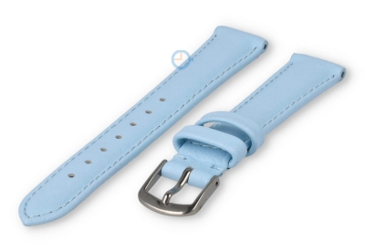 14mm horlogeband glad leer - ijsblauw