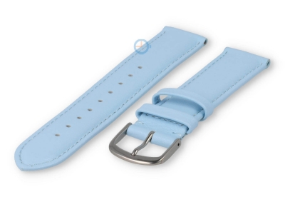 16mm horlogeband glad leer - ijsblauw