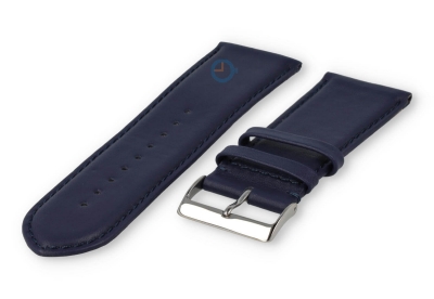 26mm horlogeband glad leer - donkerblauw