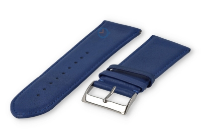26mm horlogeband glad leer - koningsblauw