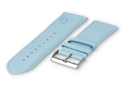 28mm horlogeband glad leer - ijsblauw
