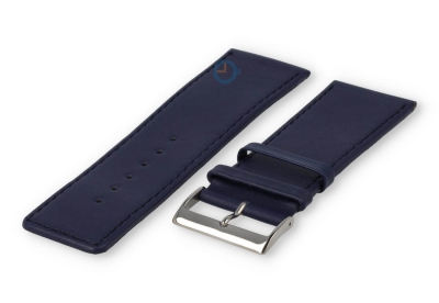 30mm horlogeband glad leer - donkerblauw