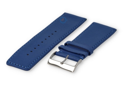 30mm horlogeband glad leer - koningsblauw