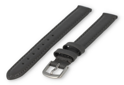 XL horlogeband glad leer - 12mm - donkergrijs