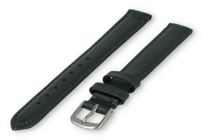XL horlogeband glad leer - 12mm - donkergroen
