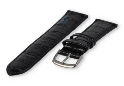 Leren horlogeband croco - 20mm - zwart