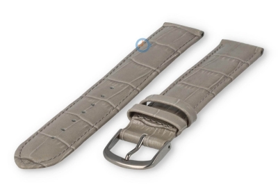 Crocoleer extra lange horlogeband - 18mm - lichtgrijs