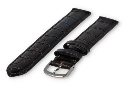 Crocoleer extra lange horlogeband - 18mm - donkerbruin